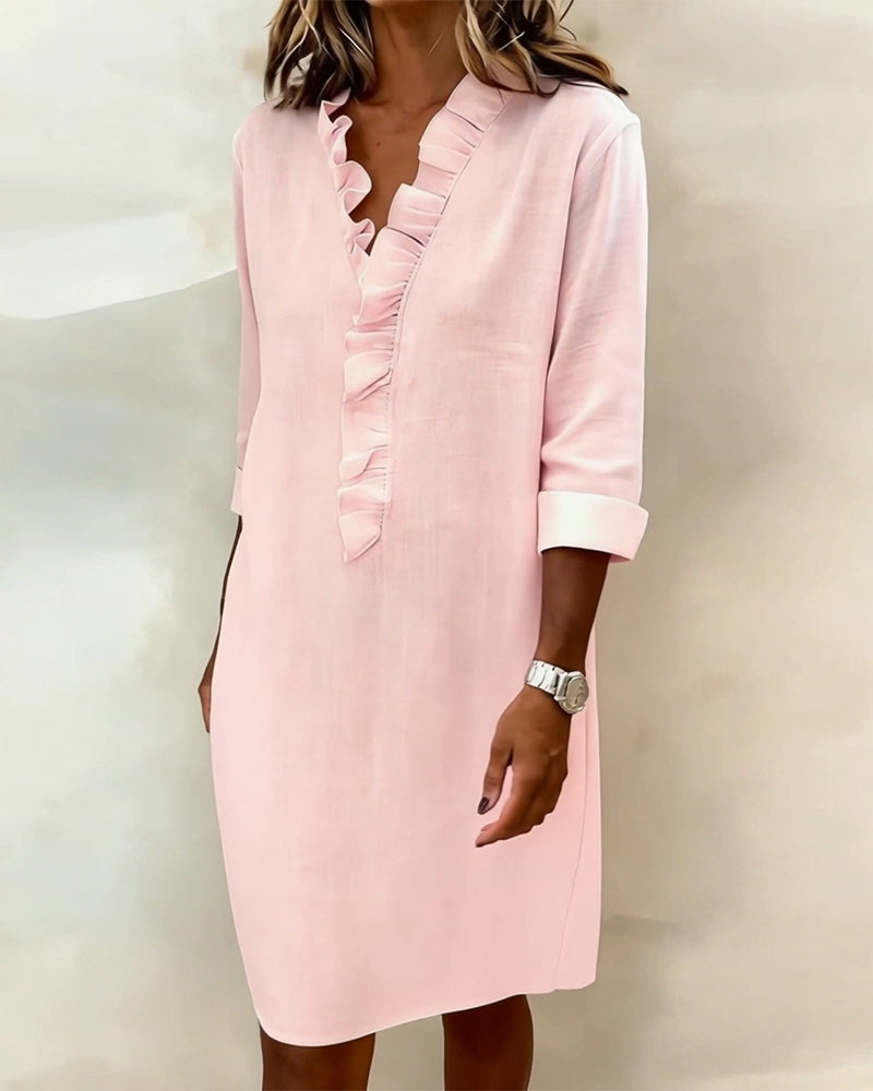V-Neck Ruffled Dress