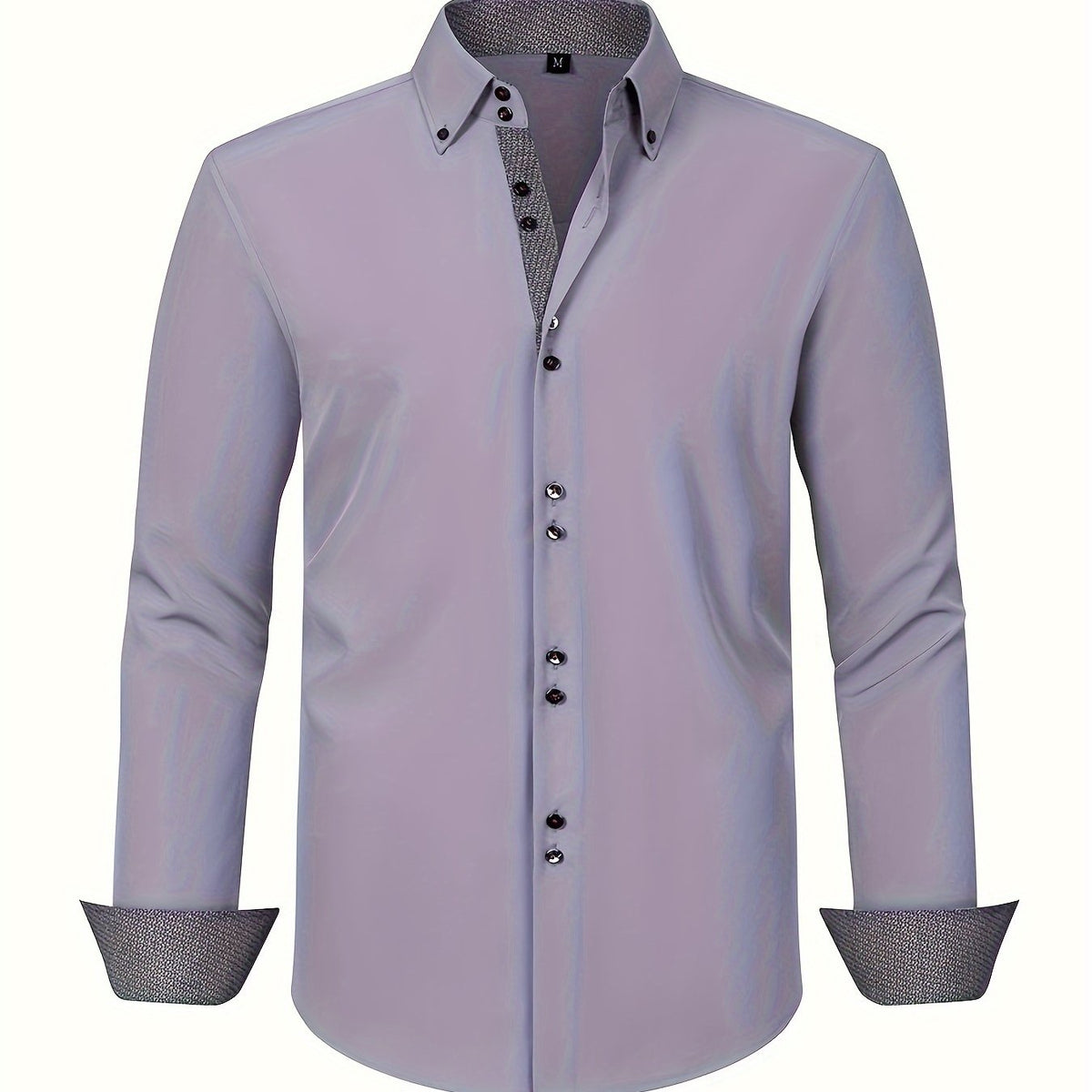 Men's Regular Fit Shirt - Contrast Trim, Stretch, Lightweight