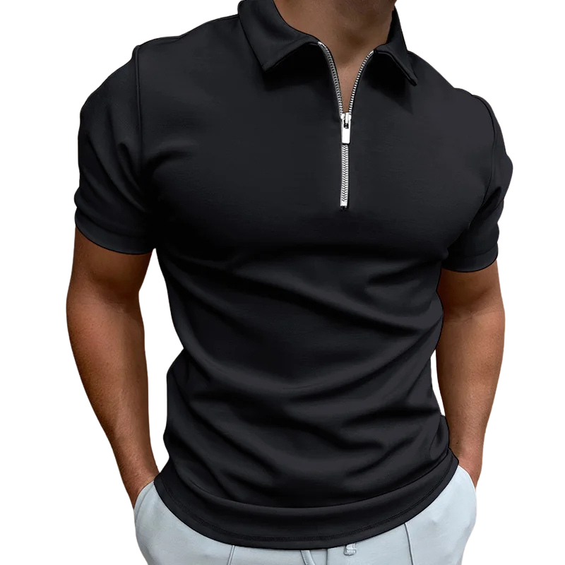 Men's Slim Fit Polo Shirt - Zip Neck