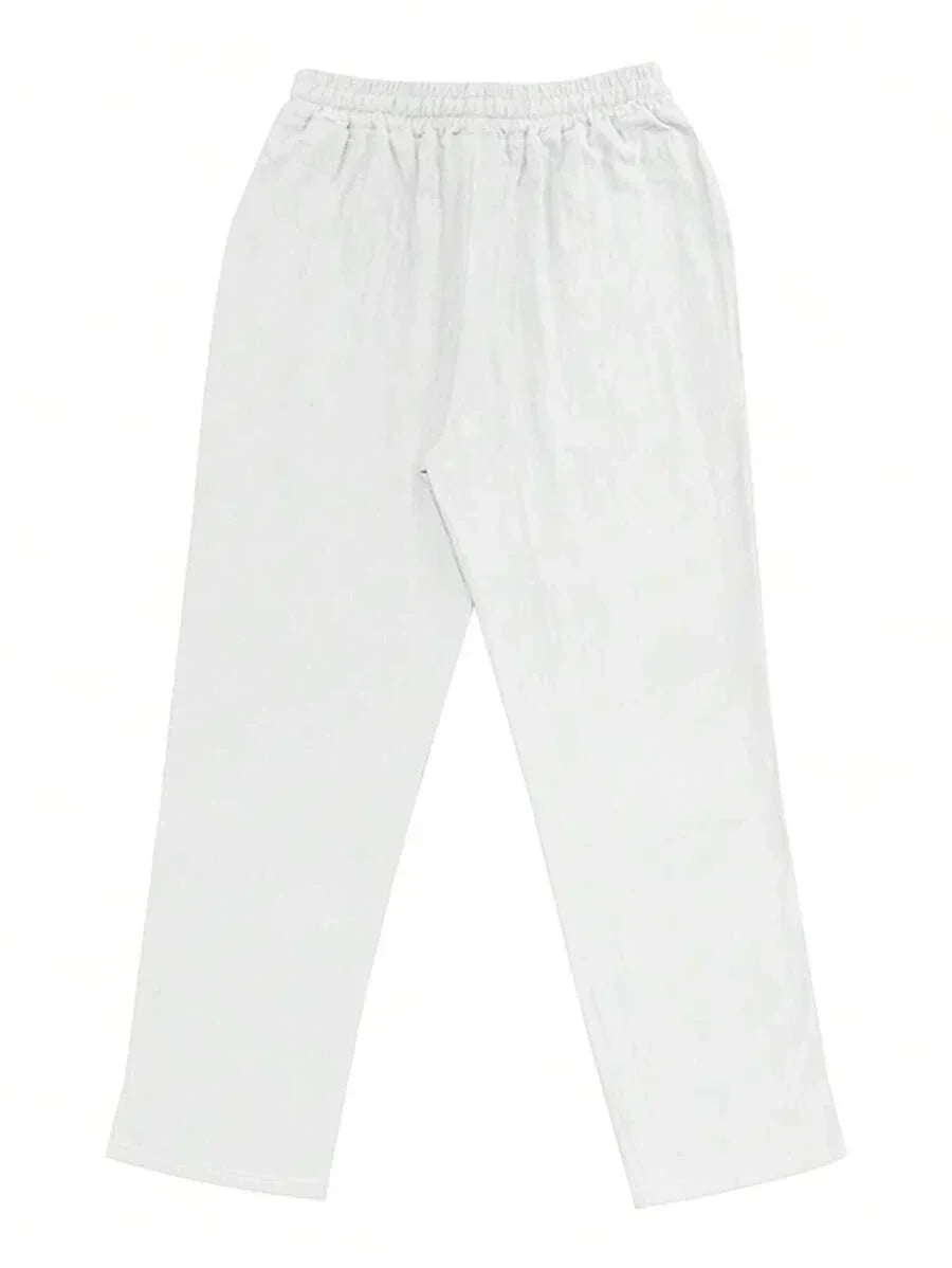 Men's Relaxed Fit Linen Pants - Drawstring Waist, Lightweight