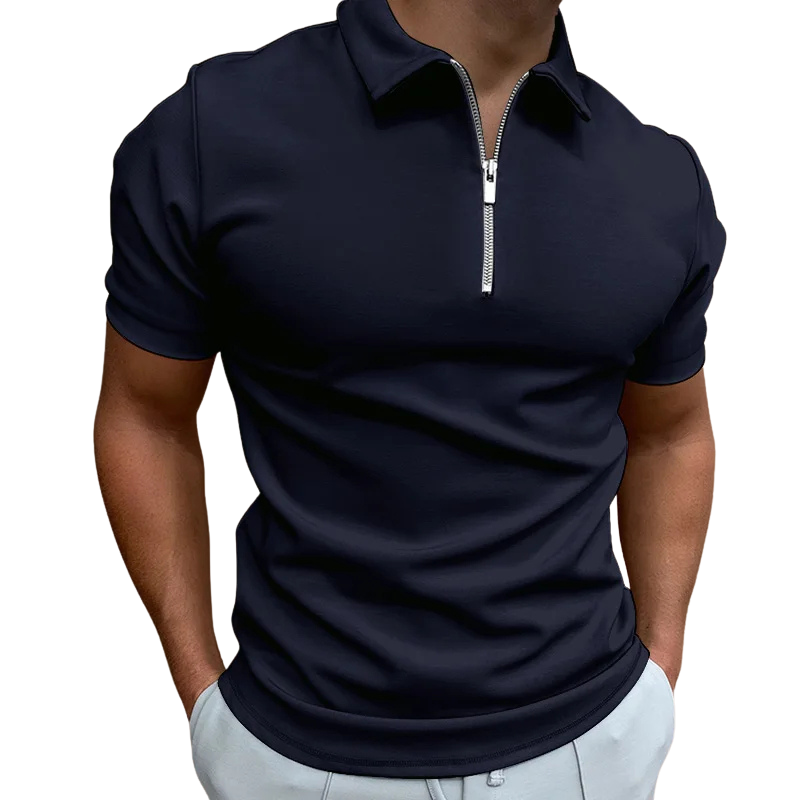 Men's Slim Fit Polo Shirt - Zip Neck