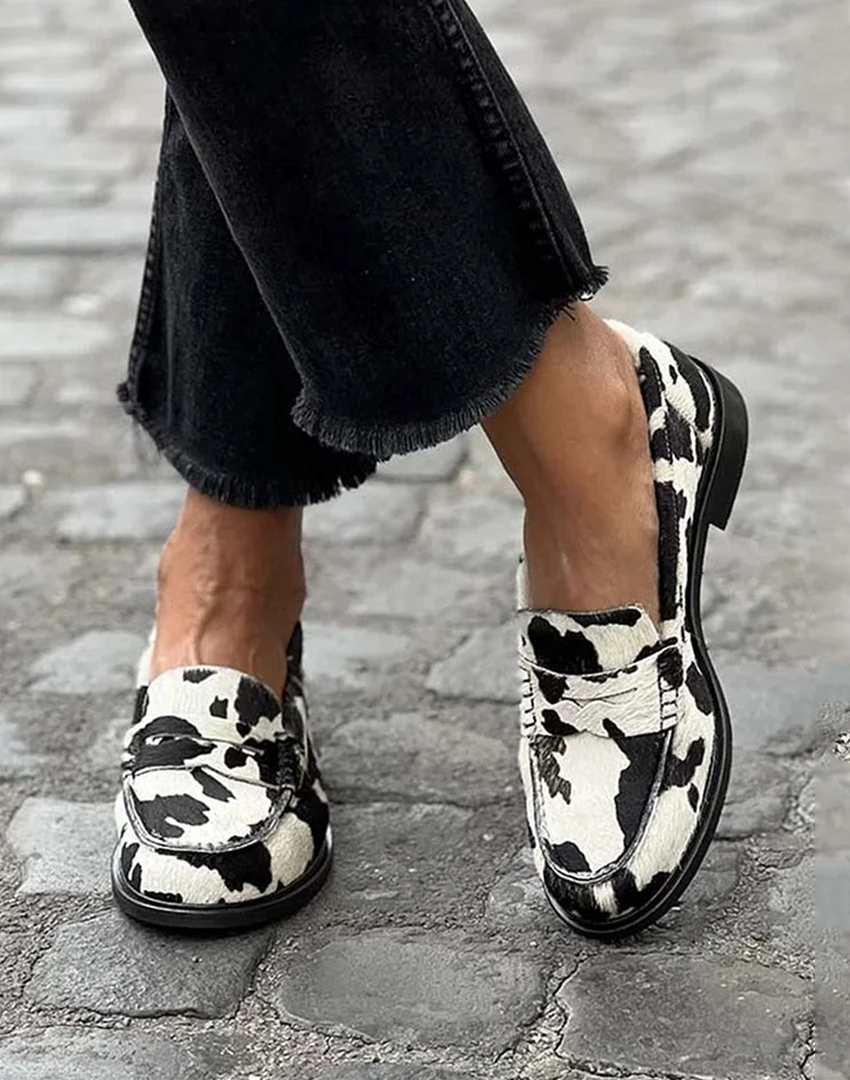 Kira™ | Cow-Print Loafers