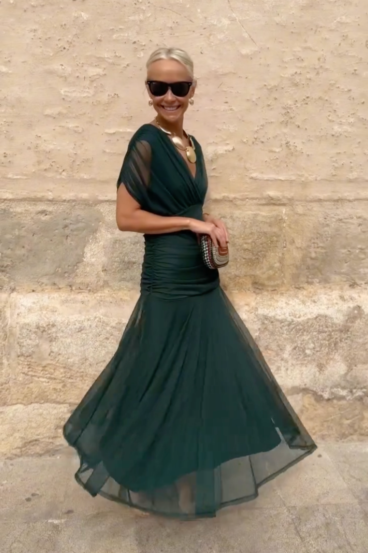 Aveline | V-Neck Chiffon Maxi Dress