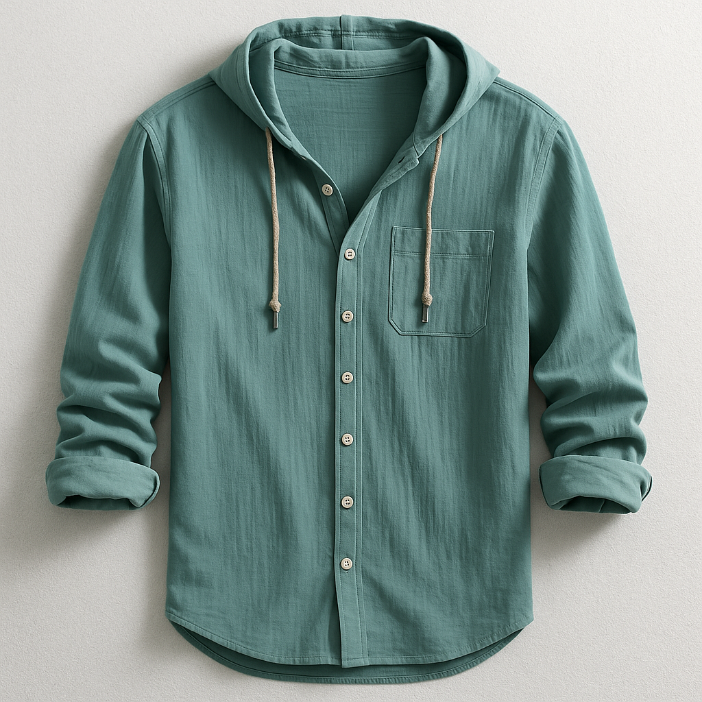 Men's Regular Fit Cotton Blend Shirt - Hooded