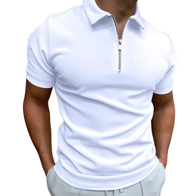 Men's Slim Fit Polo Shirt - Zip Neck