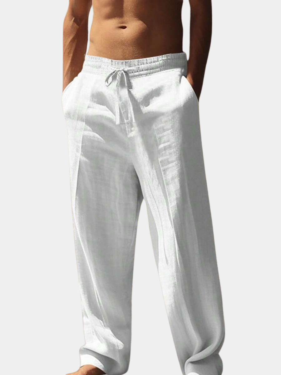 Men's Relaxed Fit Linen Pants - Drawstring Waist, Lightweight