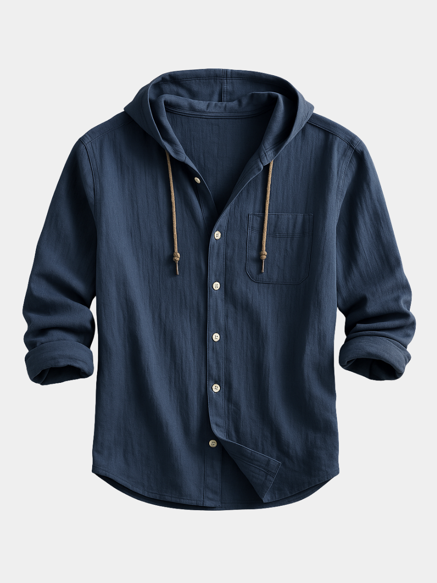 Men's Regular Fit Cotton Blend Shirt - Hooded