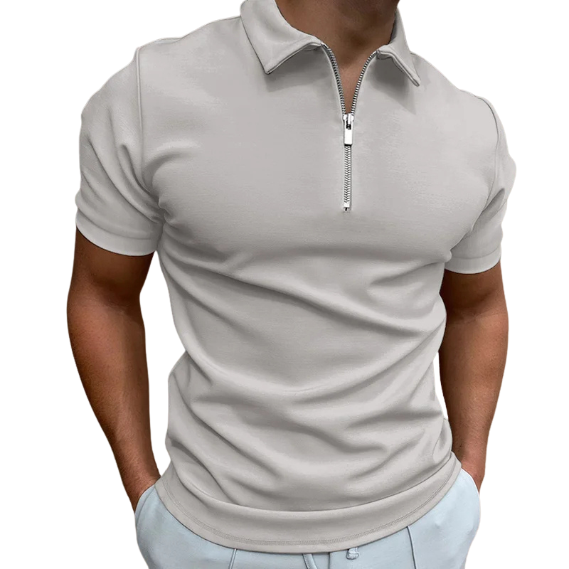 Men's Slim Fit Polo Shirt - Zip Neck
