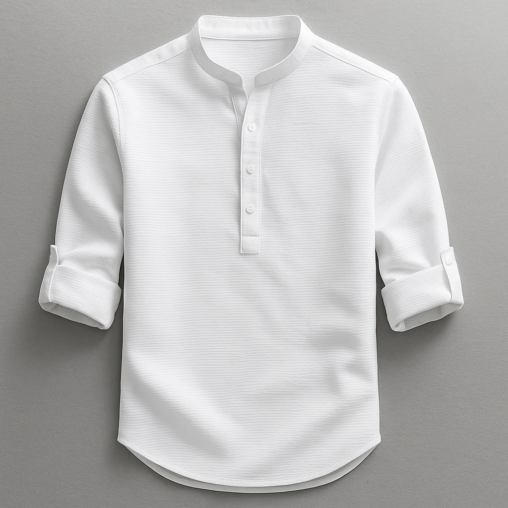 Men's Fitted Cotton-Linen Blend Shirt