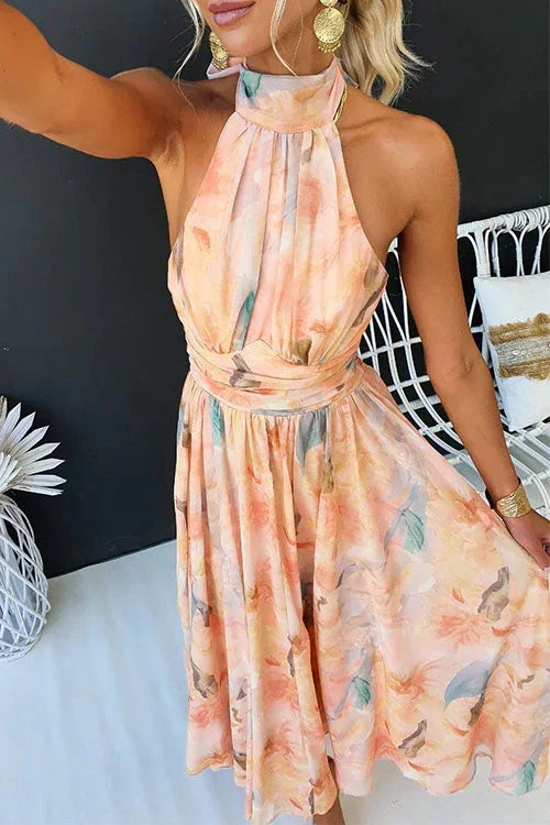 Women's Summer Halter Floral Maxi Dress