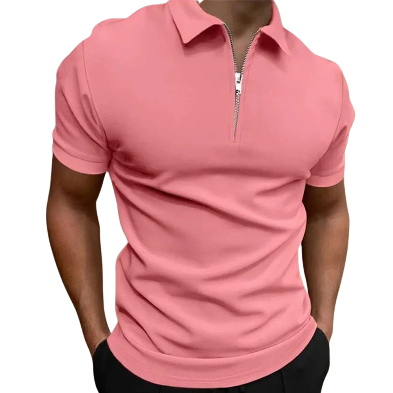 Men's Slim Fit Polo Shirt - Zip Neck