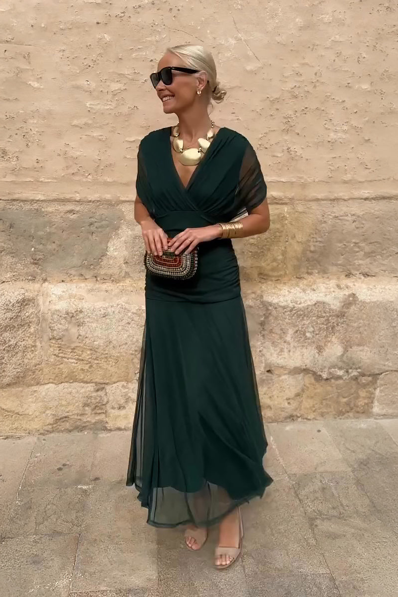 Aveline | V-Neck Chiffon Maxi Dress