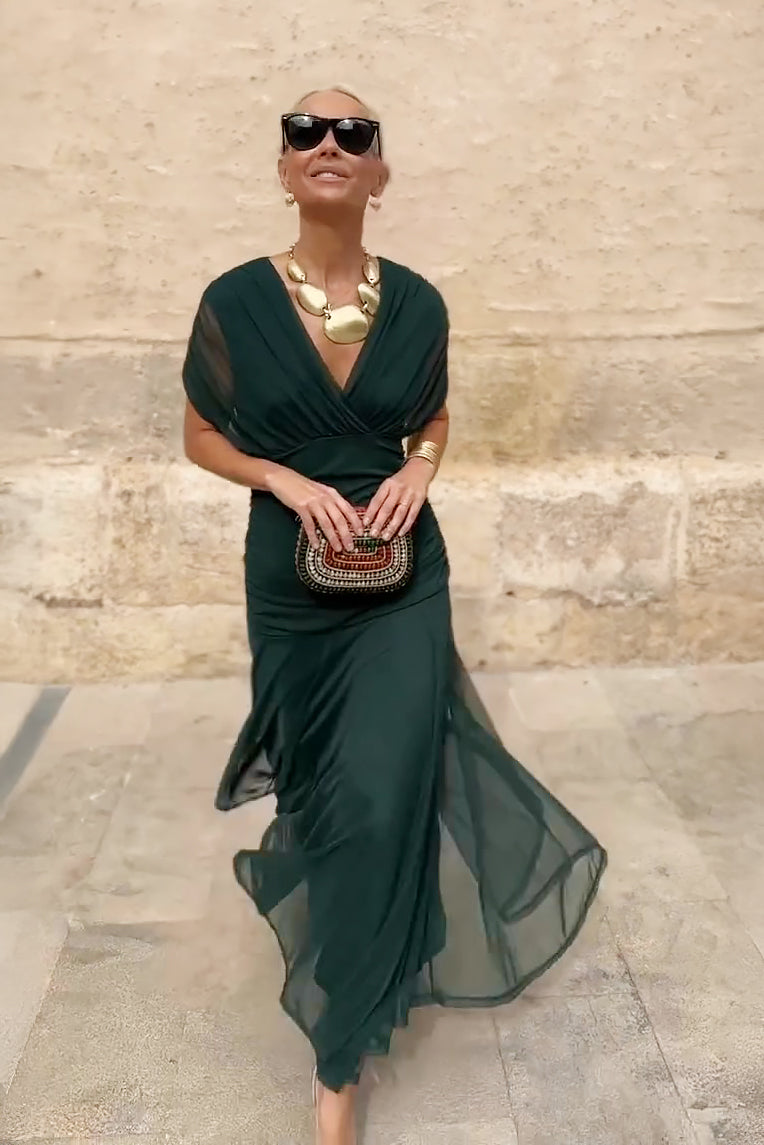 Aveline | V-Neck Chiffon Maxi Dress