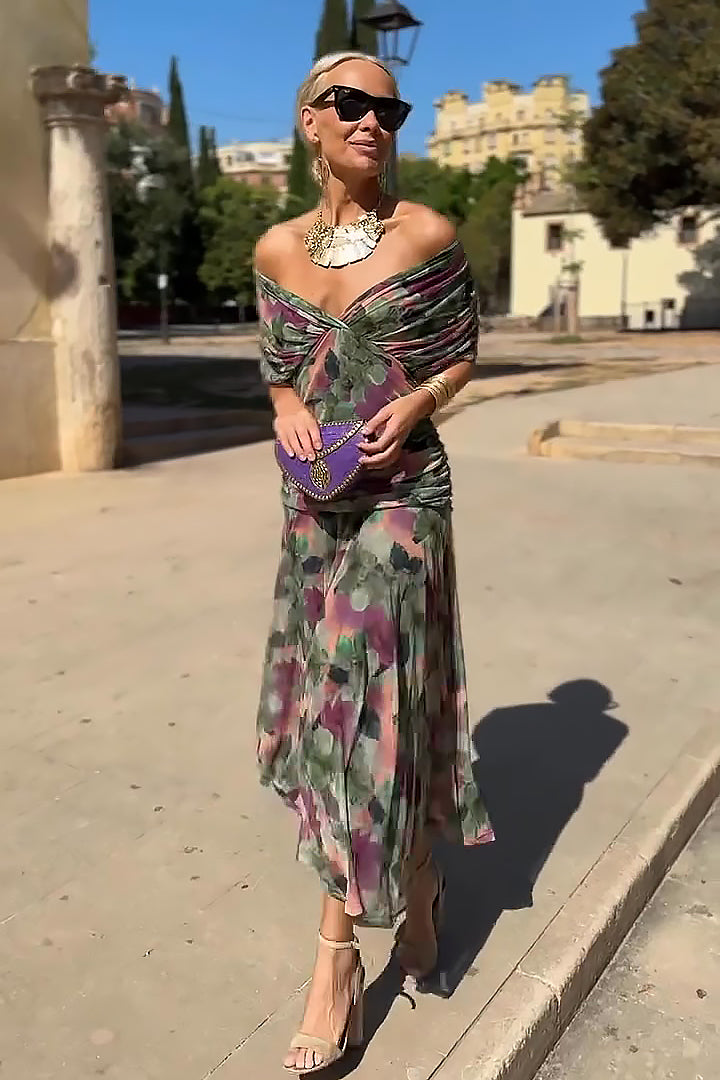 Aveline | V-Neck Chiffon Maxi Dress