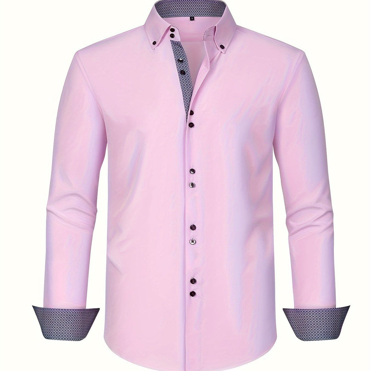 Men's Regular Fit Shirt - Contrast Trim, Stretch, Lightweight