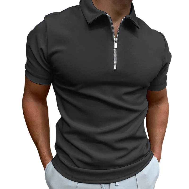 Men's Slim Fit Polo Shirt - Zip Neck