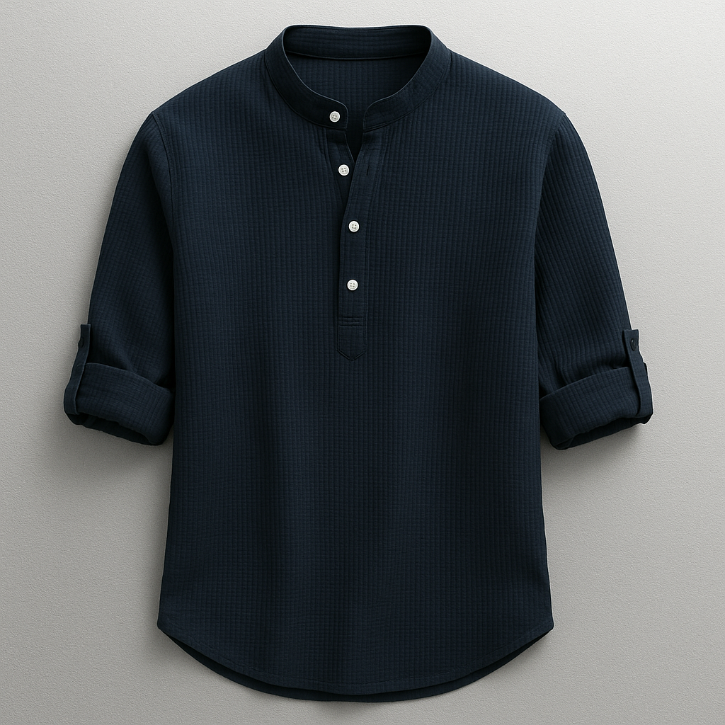 Men's Fitted Cotton-Linen Blend Shirt