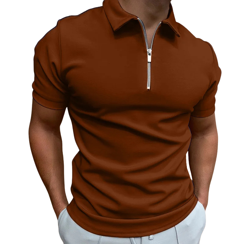 Men's Slim Fit Polo Shirt - Zip Neck