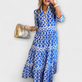 Maelis - Women's Printed Chain Pattern Long Dress