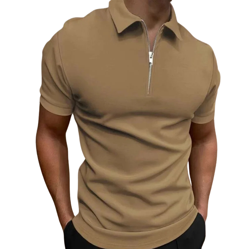 Men's Slim Fit Polo Shirt - Zip Neck