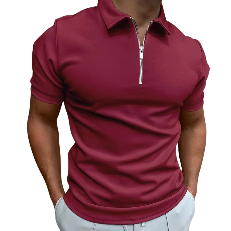 Men's Slim Fit Polo Shirt - Zip Neck