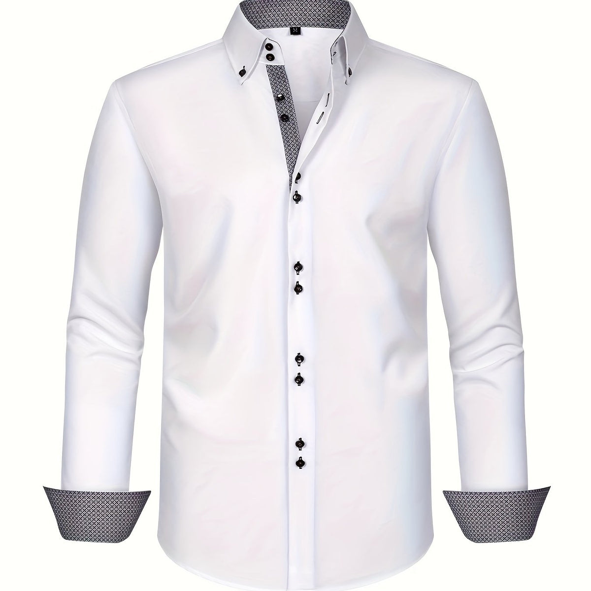 Men's Regular Fit Shirt - Contrast Trim, Stretch, Lightweight