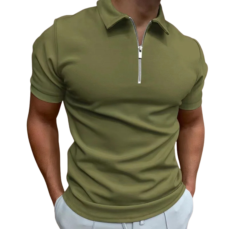 Men's Slim Fit Polo Shirt - Zip Neck