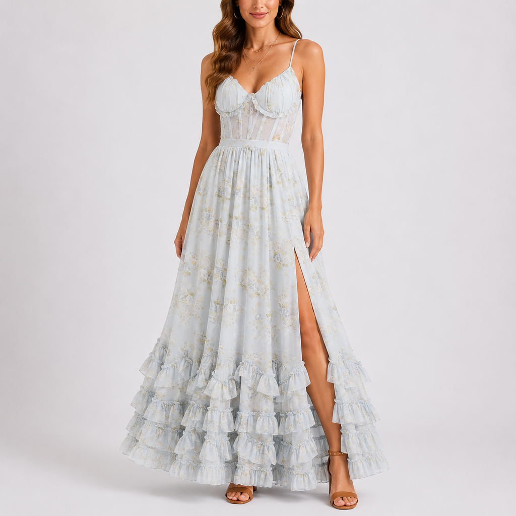 Women's Floral Corset Maxi Dress