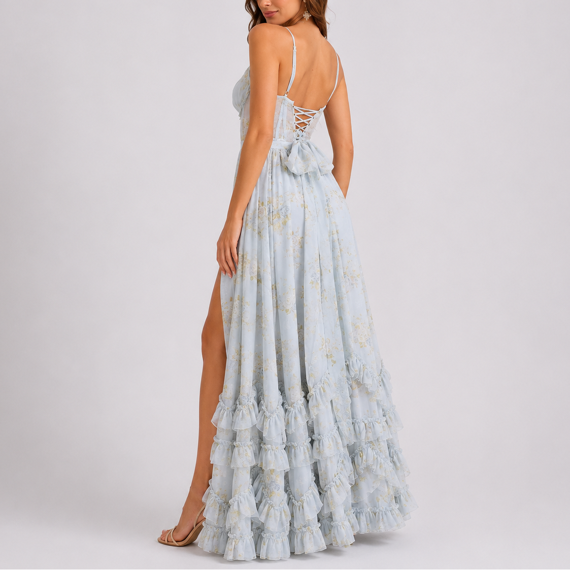 Women's Floral Corset Maxi Dress