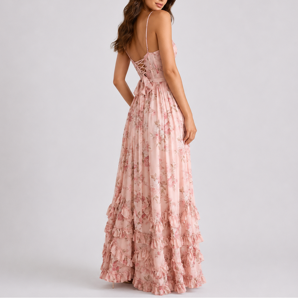 Women's Floral Corset Maxi Dress