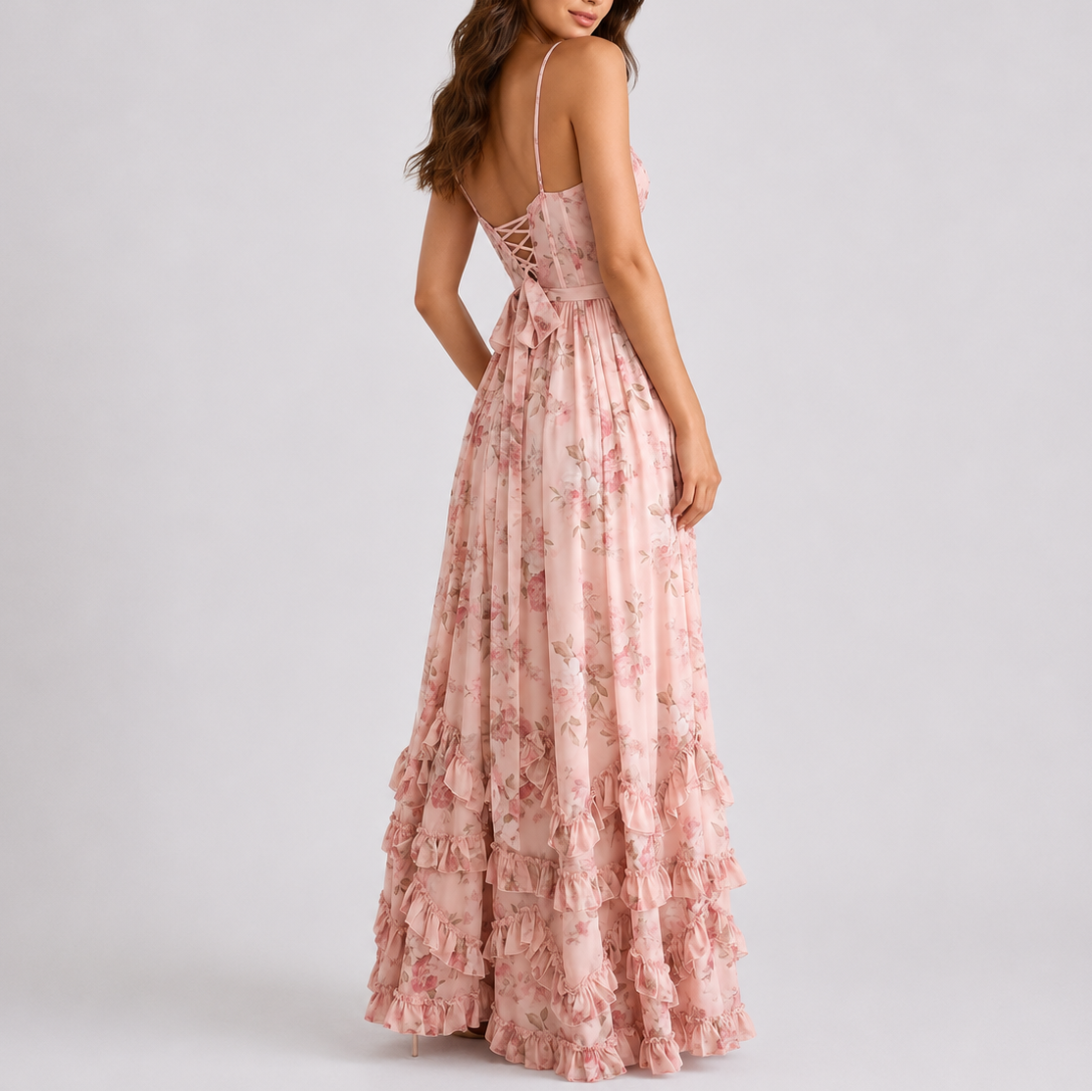Women's Floral Corset Maxi Dress