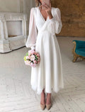 Women's Classic Long-Sleeve Flowing Wedding Dress