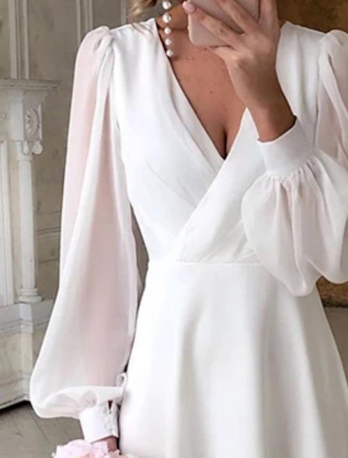 Women's Classic Long-Sleeve Flowing Wedding Dress