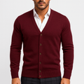 Men's Slim Fit Cardigan - V-Neck, Button-Up, Ribbed