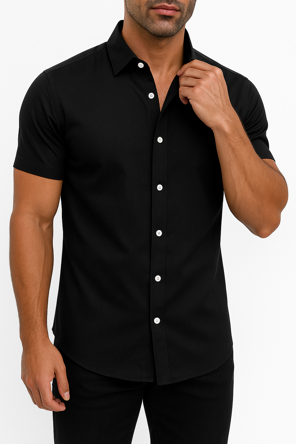 Men's Relaxed Fit Cotton Shirt - Short Sleeve, Button-Up, Lightweight