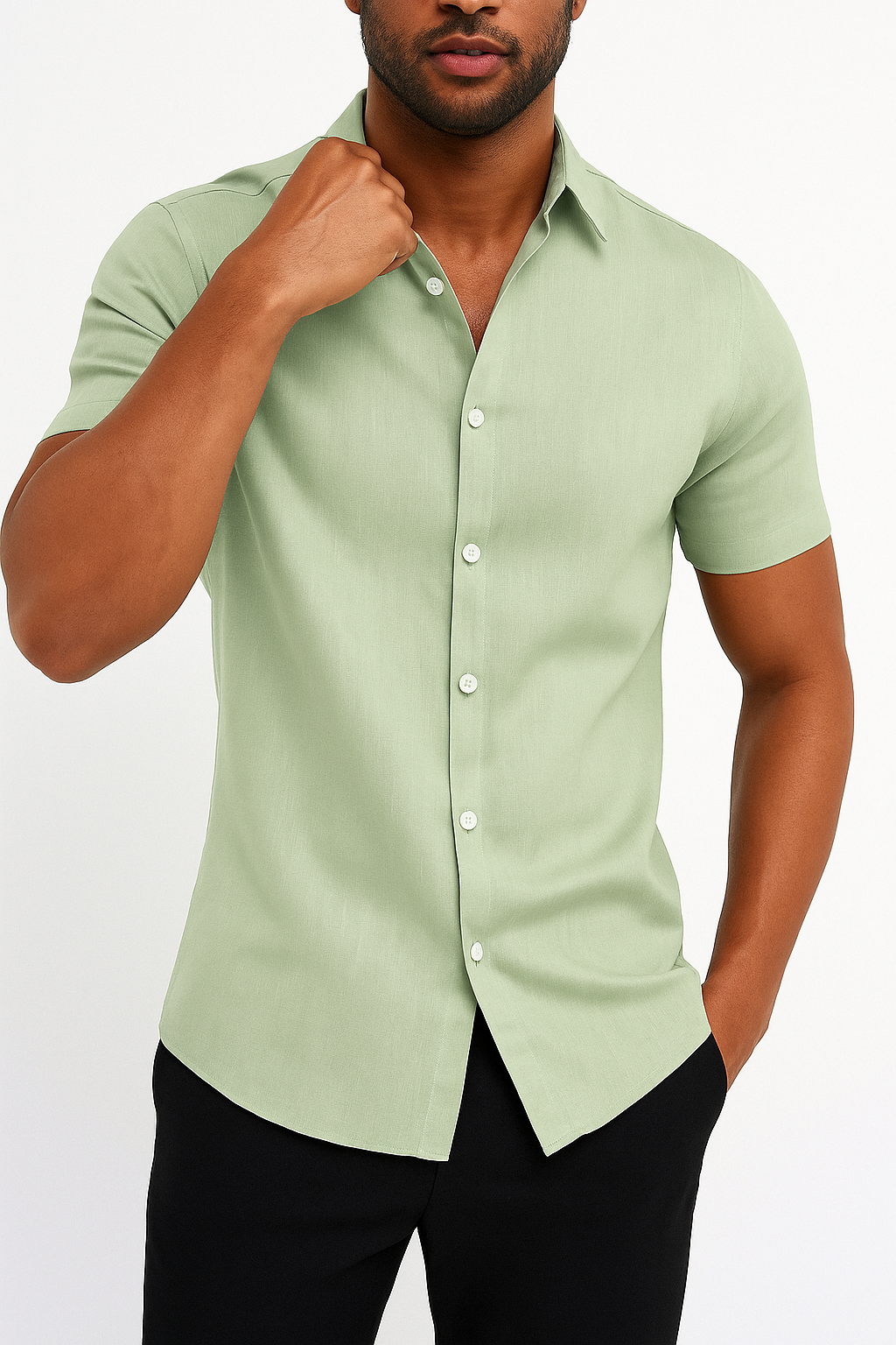 Men's Relaxed Fit Cotton Shirt - Short Sleeve, Button-Up, Lightweight