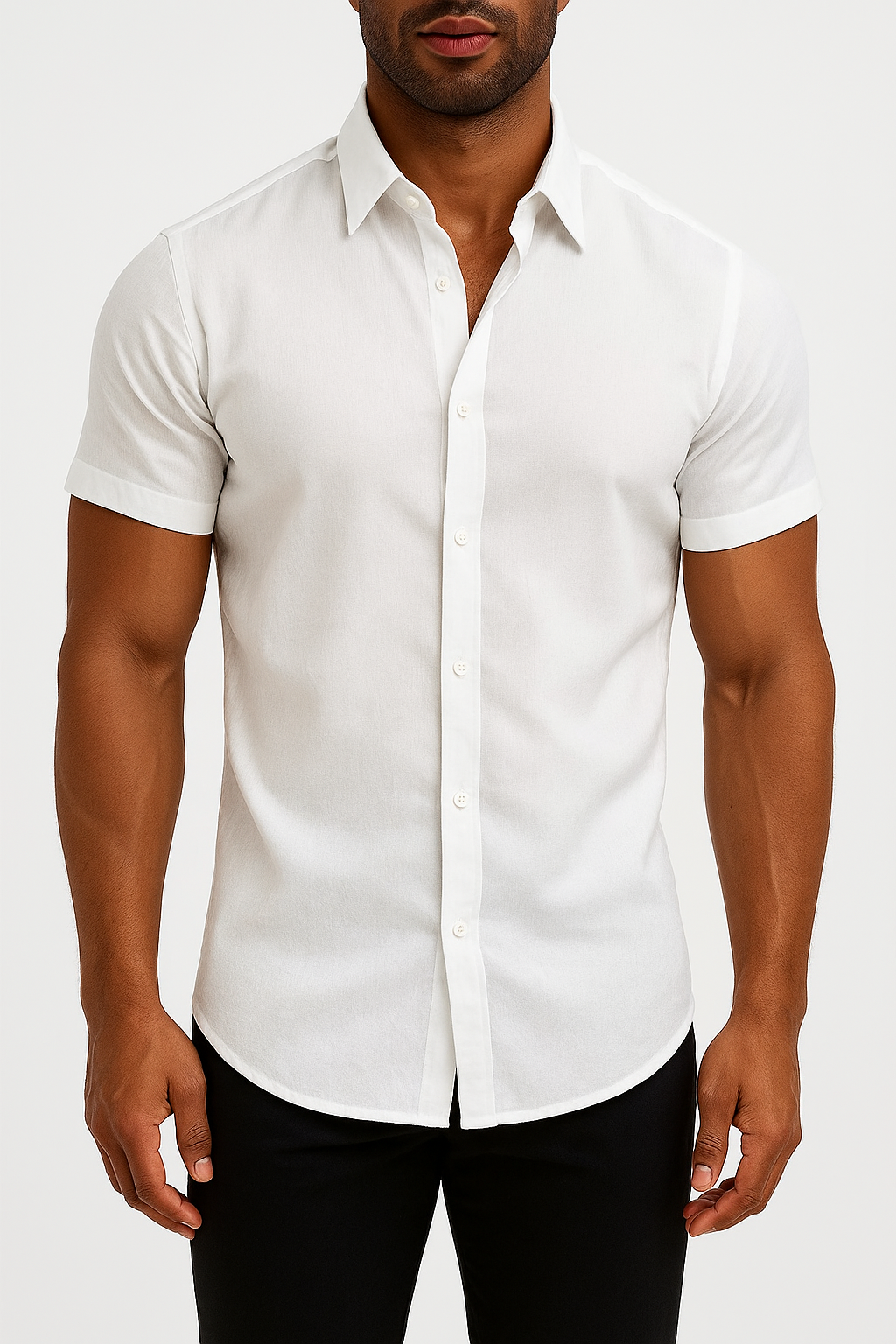 Men's Relaxed Fit Cotton Shirt - Short Sleeve, Button-Up, Lightweight