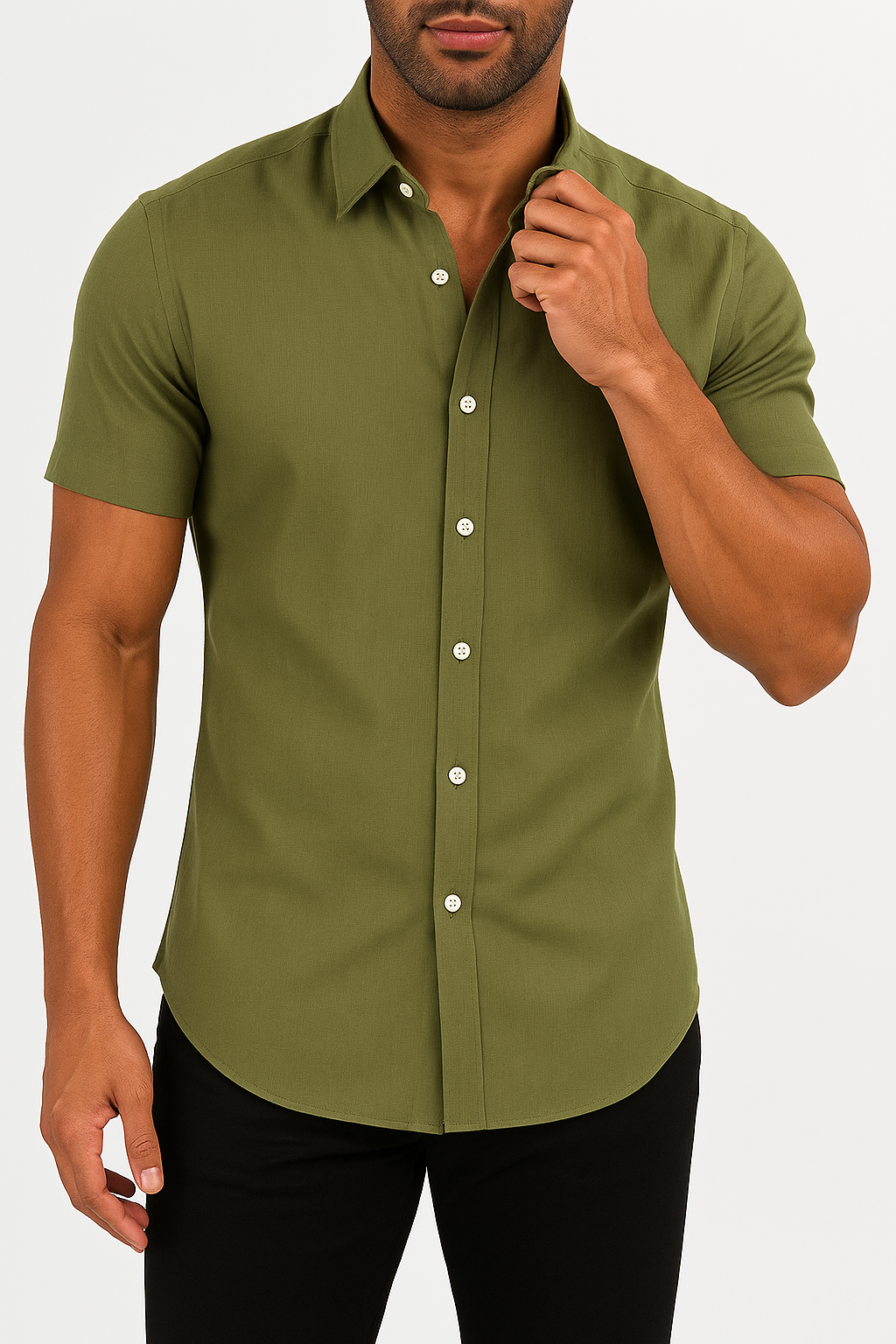 Men's Relaxed Fit Cotton Shirt - Short Sleeve, Button-Up, Lightweight