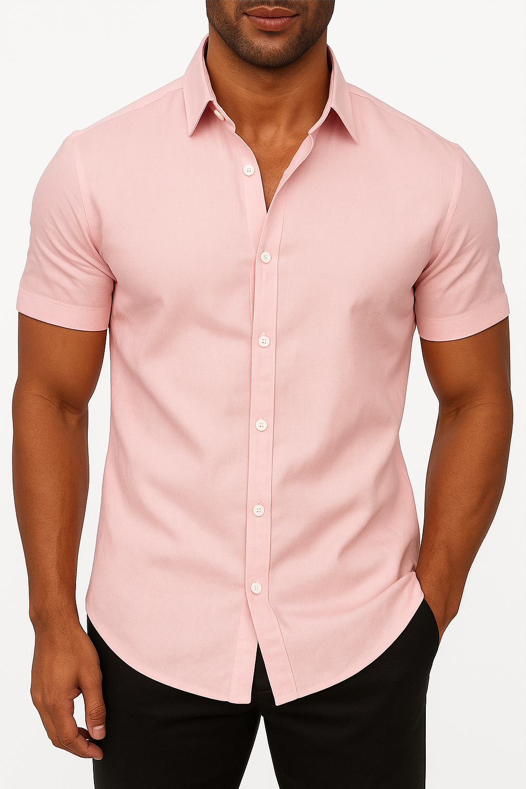 Men's Relaxed Fit Cotton Shirt - Short Sleeve, Button-Up, Lightweight