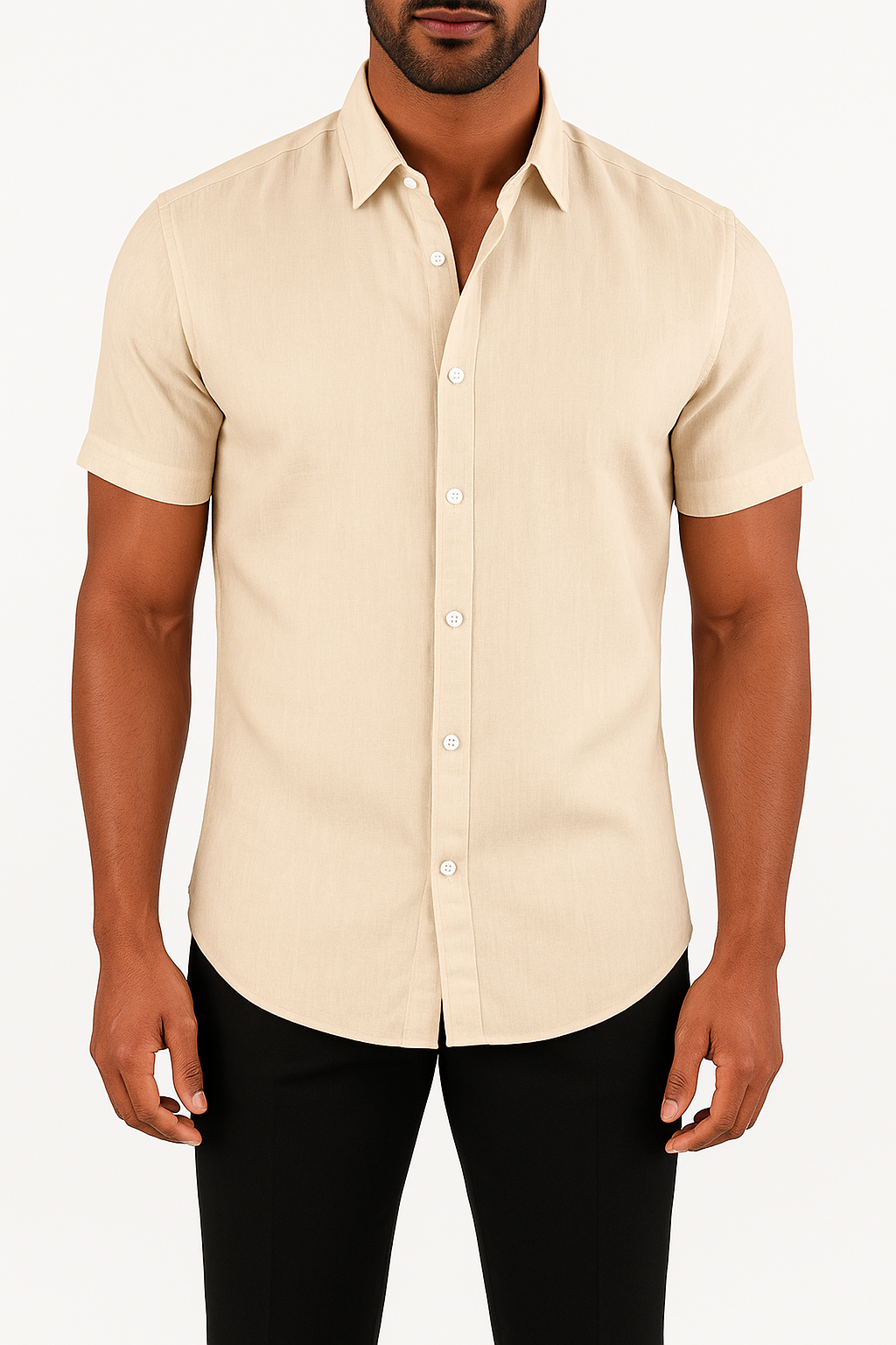 Men's Relaxed Fit Cotton Shirt - Short Sleeve, Button-Up, Lightweight