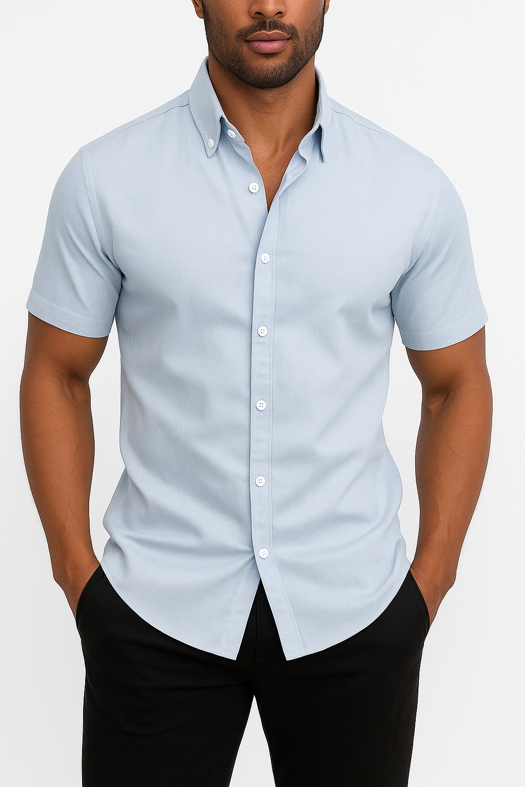 Men's Relaxed Fit Cotton Shirt - Short Sleeve, Button-Up, Lightweight