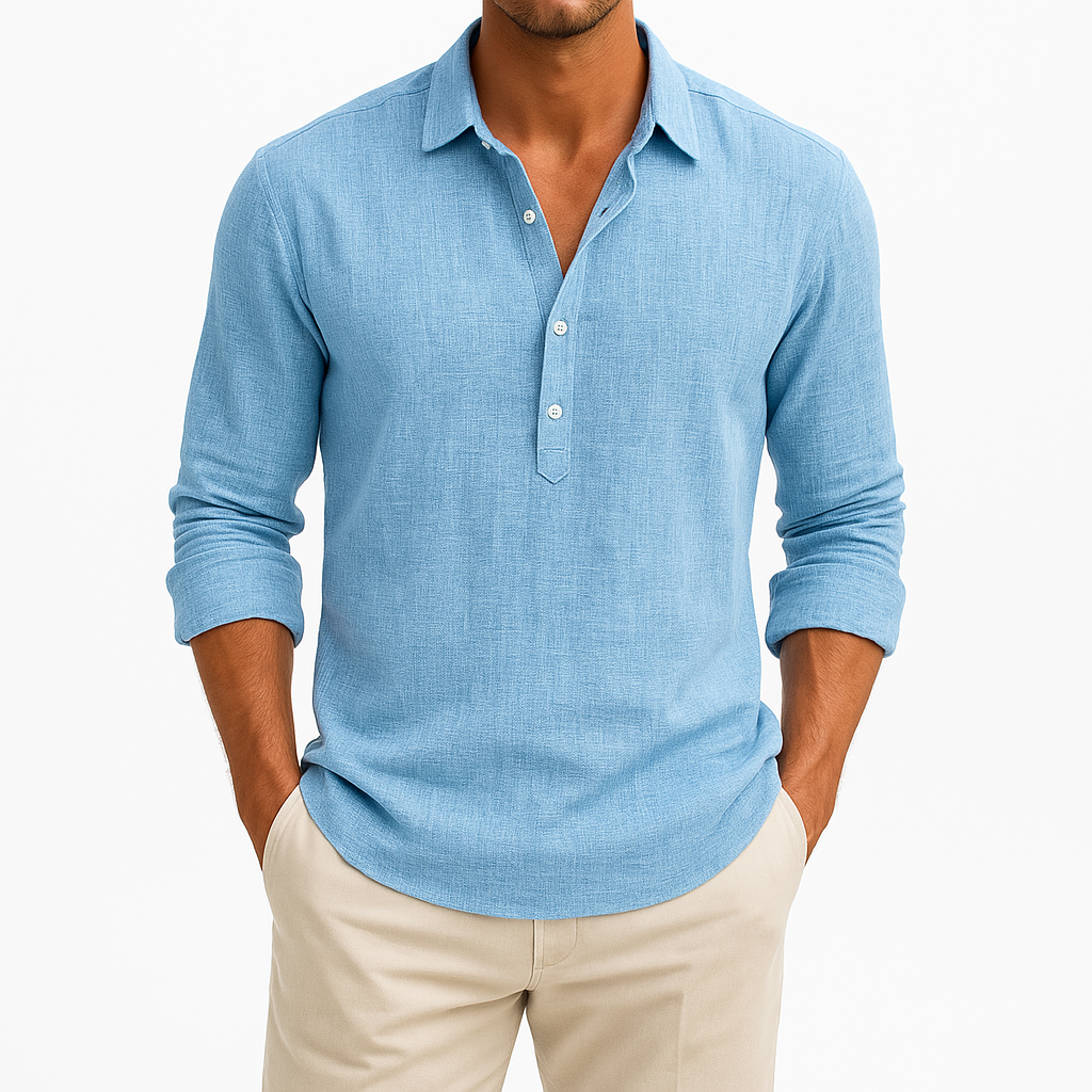 Men's Linen Shirt - Button-Up, Lightweight
