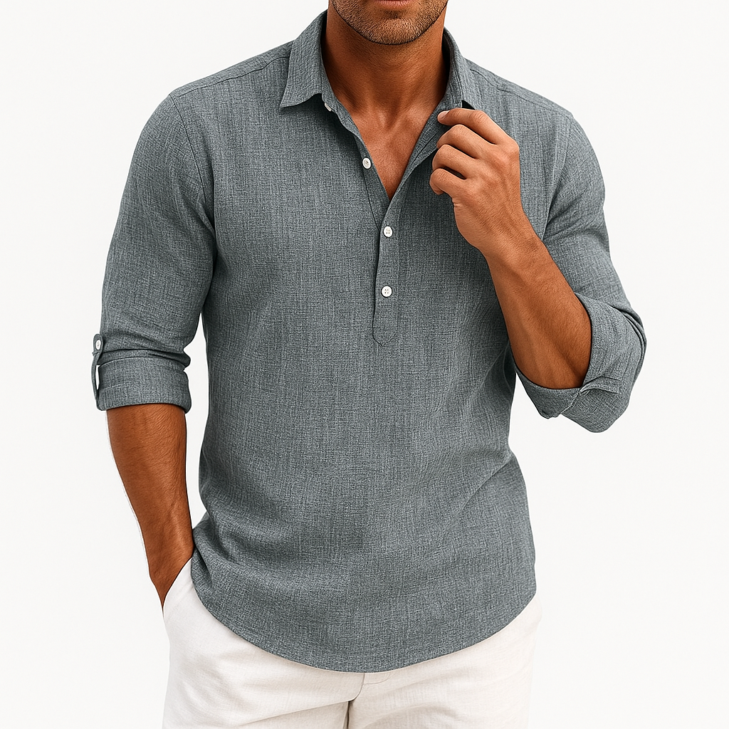 Men's Linen Shirt - Button-Up, Lightweight