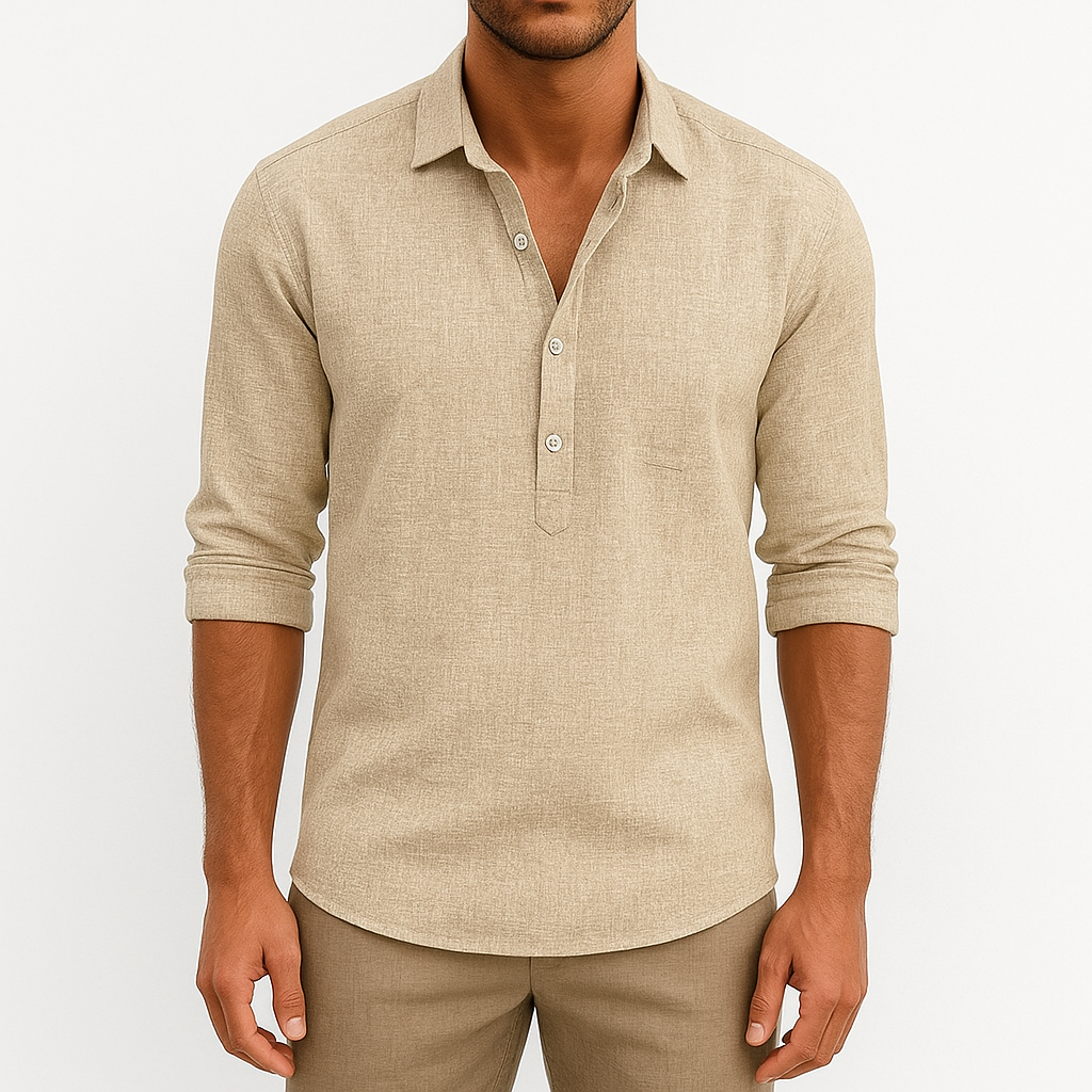 Men's Linen Shirt - Button-Up, Lightweight