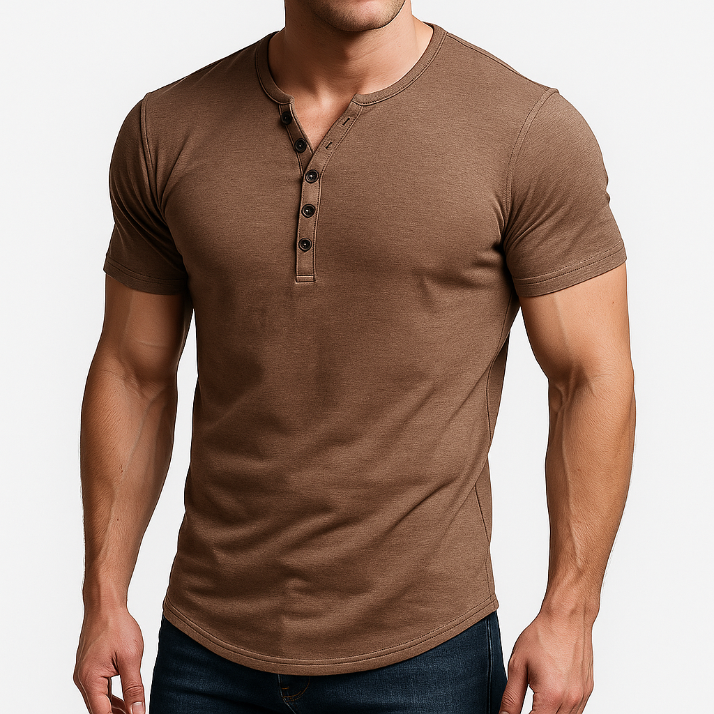 Men's Fitted Henley Shirt - Lightweight