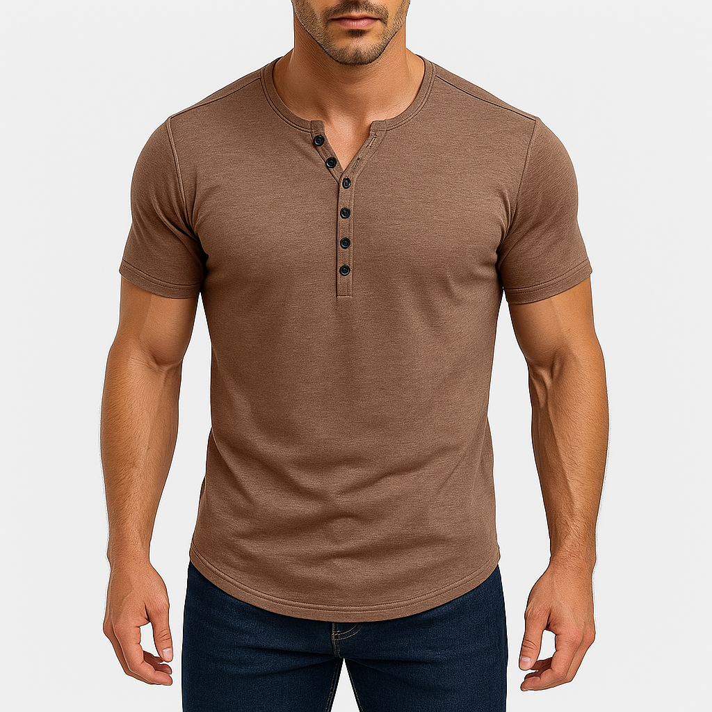 Men's Fitted Henley Shirt - Lightweight