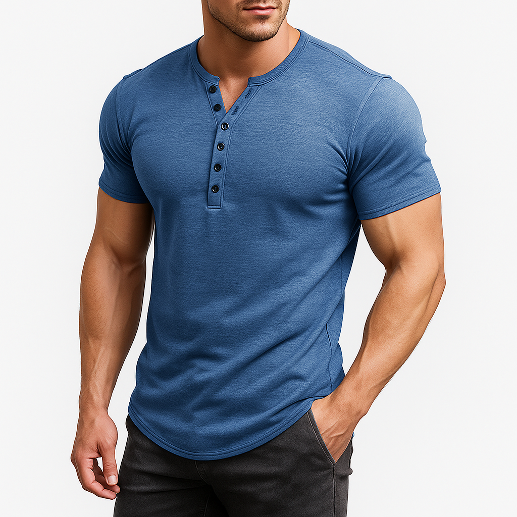 Men's Fitted Henley Shirt - Lightweight