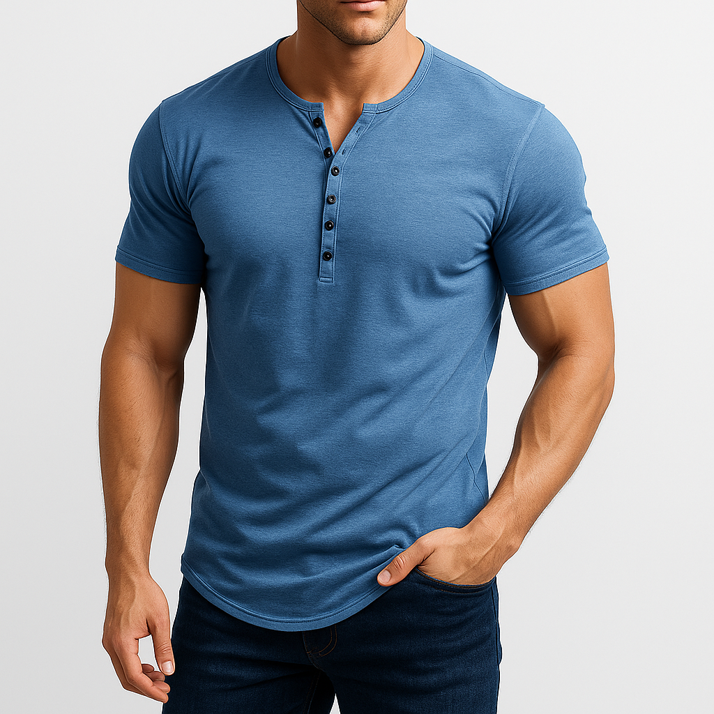 Men's Fitted Henley Shirt - Lightweight