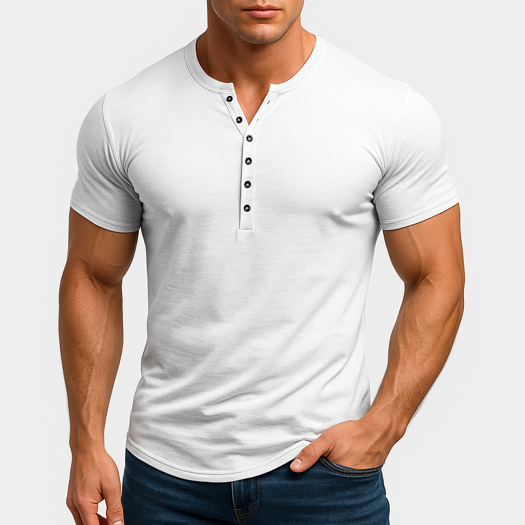 Men's Fitted Henley Shirt - Lightweight