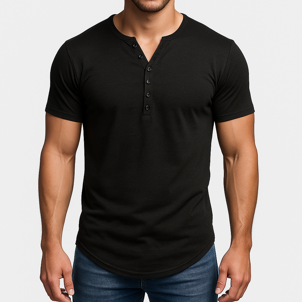 Men's Fitted Henley Shirt - Lightweight